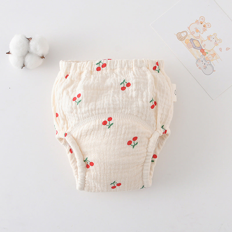 Korean Style Cotton Baby Training Learning Gauze Diaper Pants